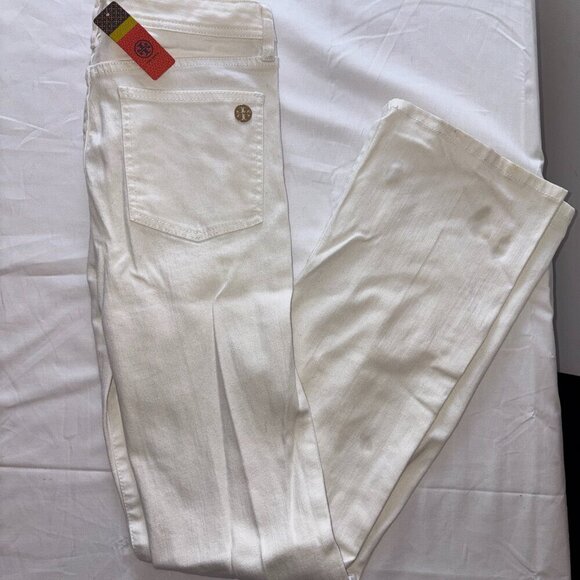 Tory Burch Denim - NEW NWT Tory Burch Classic Tory Bootcut Jean White size 27 Gold Buttons